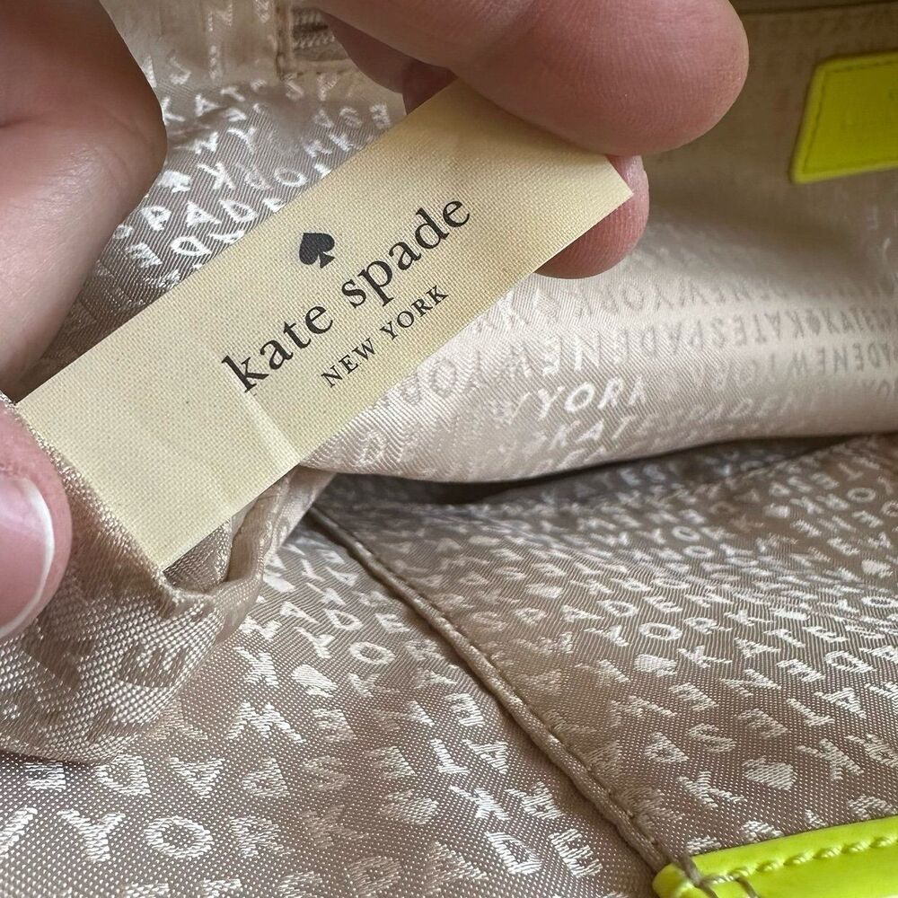 Kate Spade New York Molly Bikini Dot Tote Bag Neon Yellow Chartreuse Acid - Picture 8 of 9